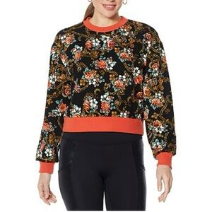 Laila Ali Black With Floral Pattern Pullover Sweater Size: Various NWT